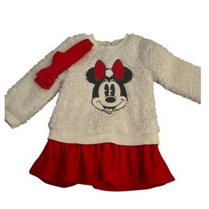Minnie Mouse cozy dress with tights and headpiece size 18-24months